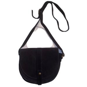 Borse In Pelle Black Suede Crossbody Leather Saddle Bag Flap Italy Pre‎ own
